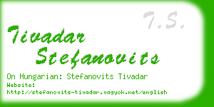 tivadar stefanovits business card